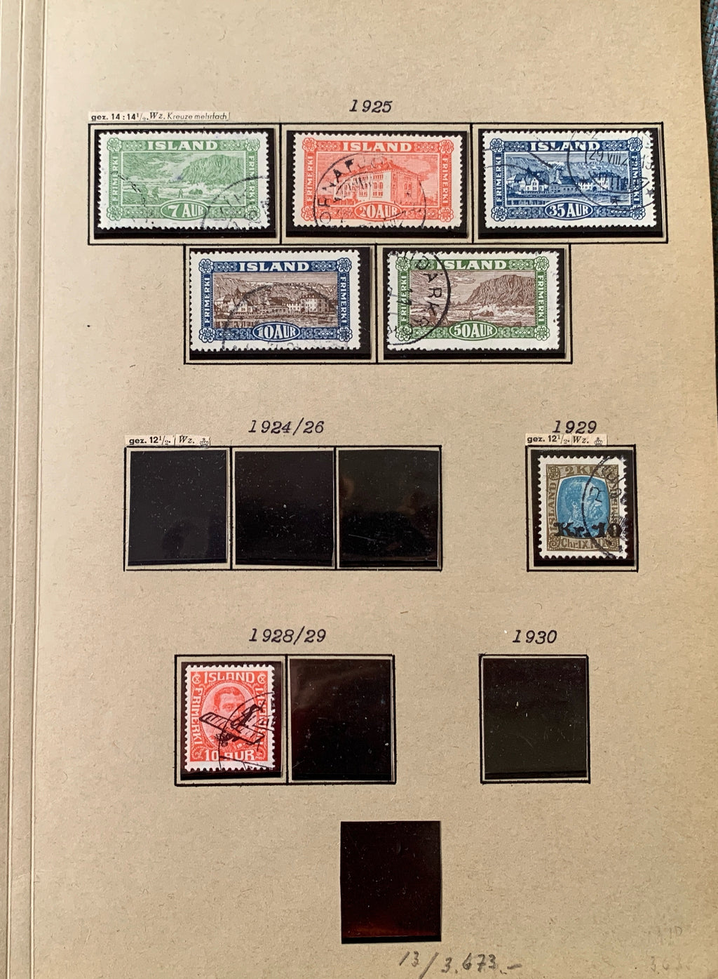 Island-Briefmarken-Sammlung auf Blättern 1873-1952