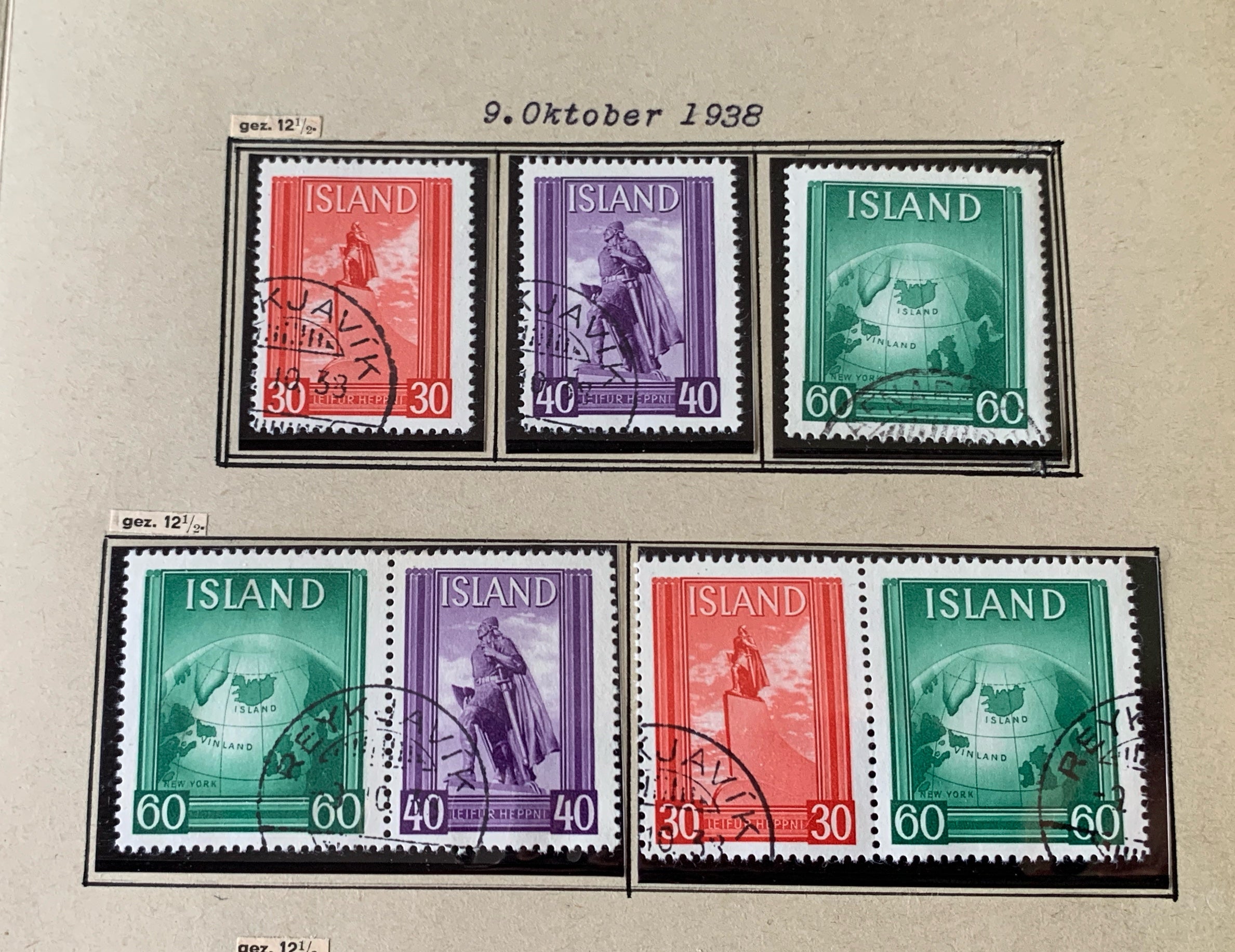 Island-Briefmarken-Sammlung auf Blättern 1873-1952