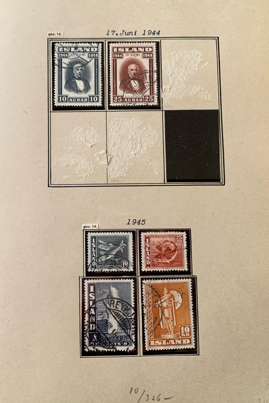 Island-Briefmarken-Sammlung auf Blättern 1873-1952
