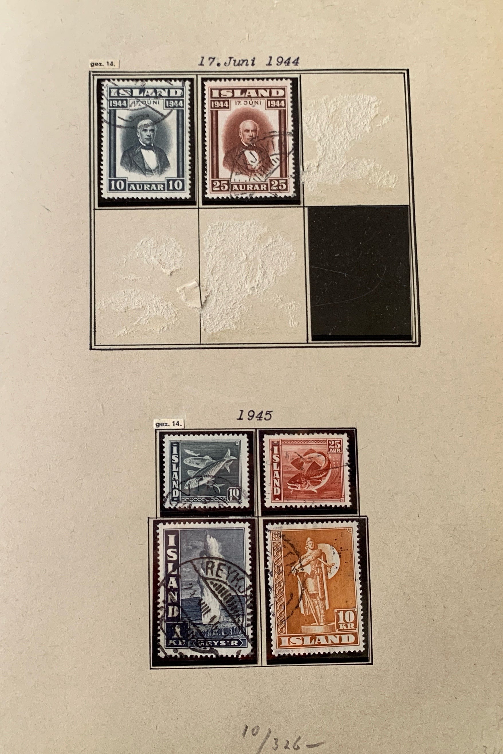 Island-Briefmarken-Sammlung auf Blättern 1873-1952