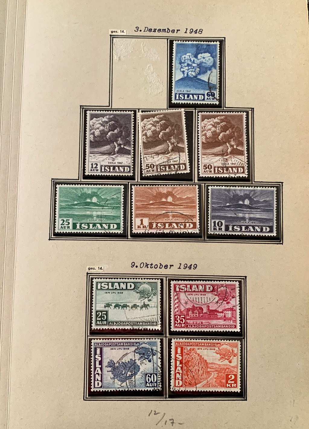 Island-Briefmarken-Sammlung auf Blättern 1873-1952