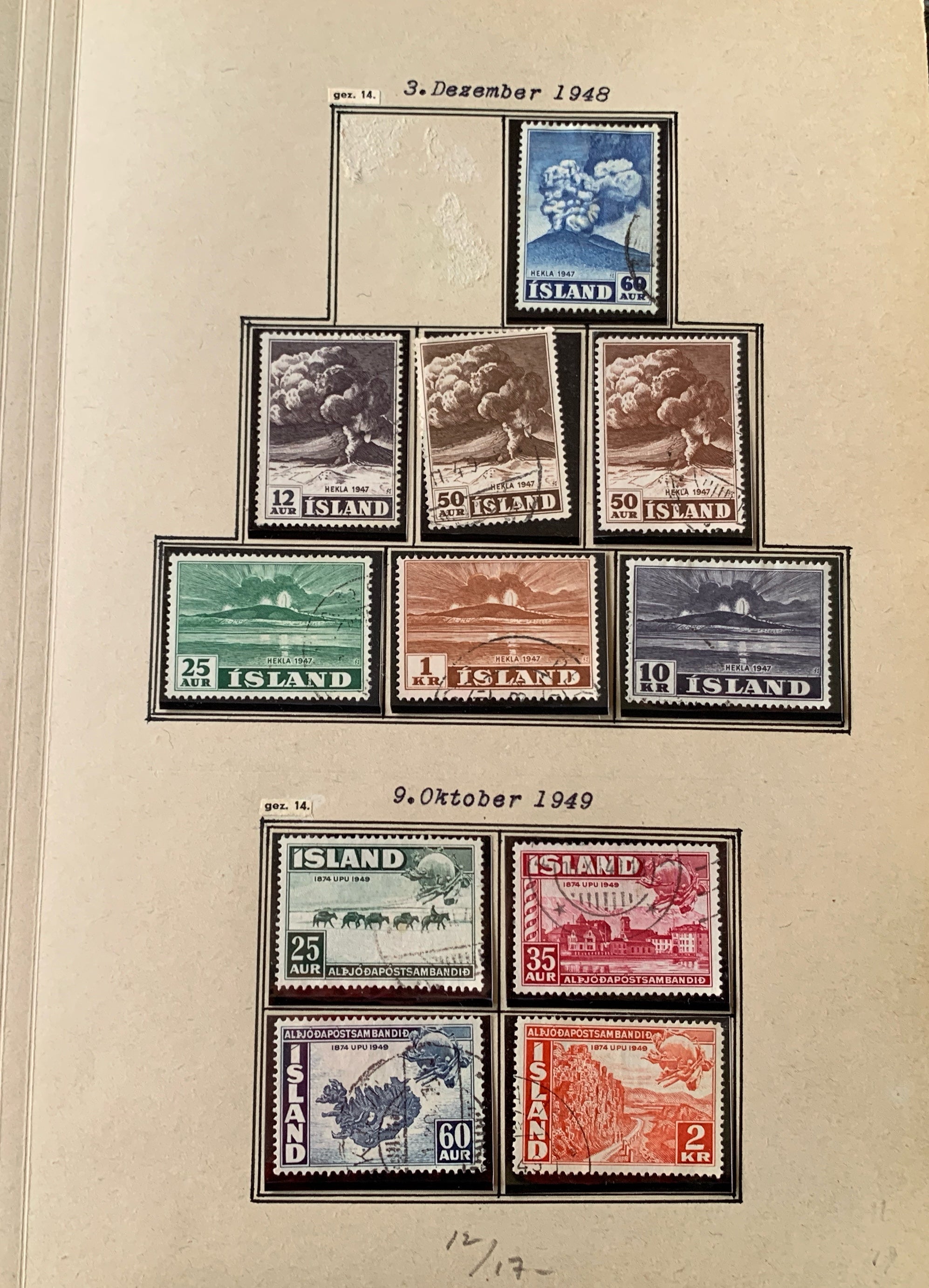 Island-Briefmarken-Sammlung auf Blättern 1873-1952