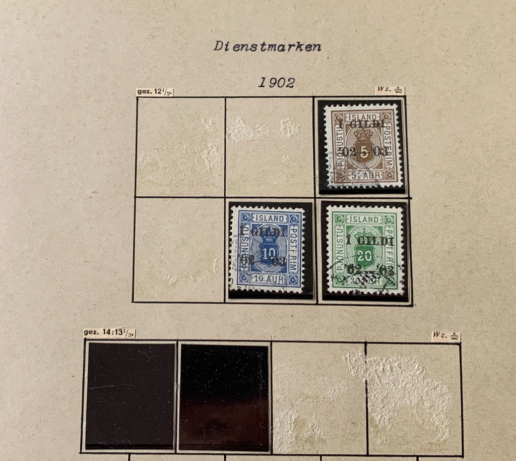 Island-Briefmarken-Sammlung auf Blättern 1873-1952