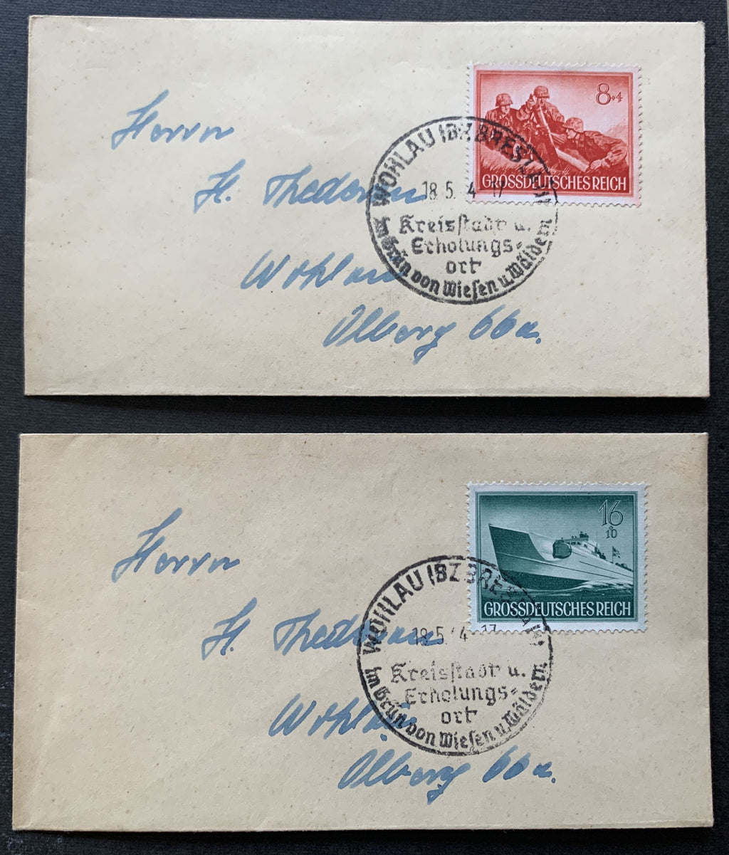 Deutsches Reich 1944 - 2 Briefe Worlau Breslau - Michel Nummer 877, 881