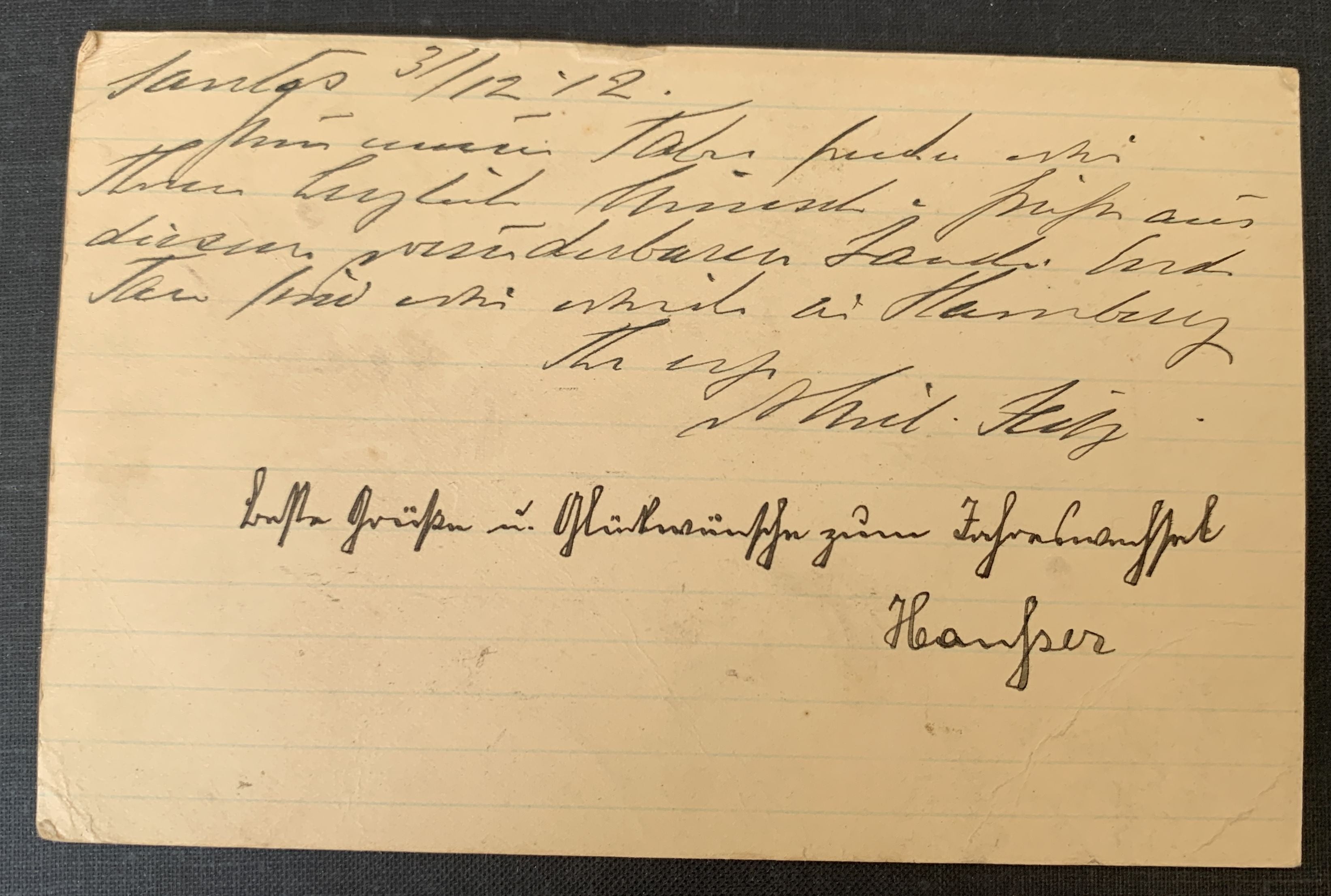 Brasilien 1913 Santos - gelaufene Ganzsachenkarte nach Esslingen Deutschland