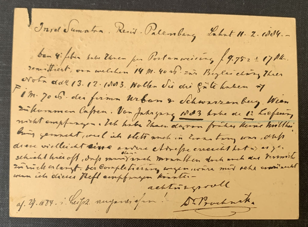 Niederländisch-Indien 1884 gelaufene Ganzsache nach Stuttgart Deutschland