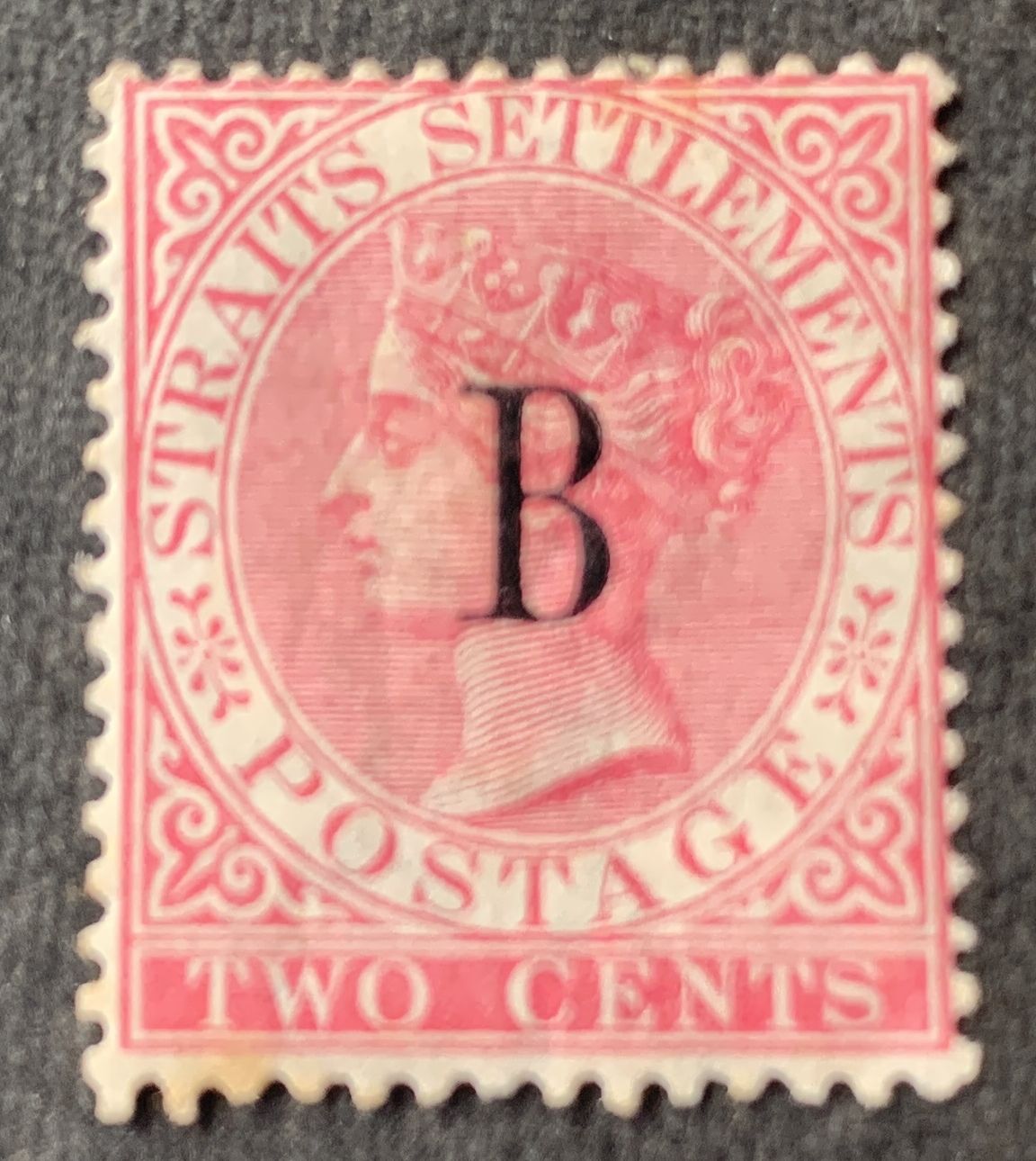 Bangkok - Straits Settlements - Two Cents with "B" overprint ungebraucht
