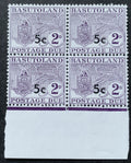 Britisch Basutoland 1961 - 4 Portomarken 5 C auf 2 P. als ViererblockTyp II vom unteren Rand