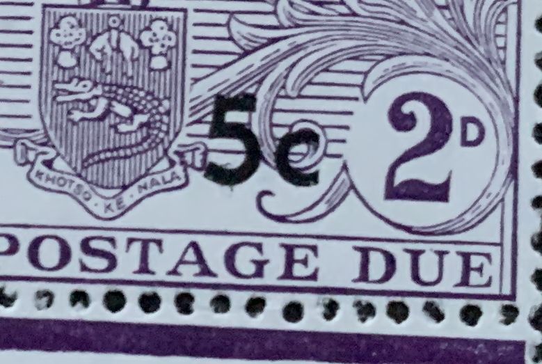 Britisch Basutoland 1961 - 4 Portomarken 5 C auf 2 P. als ViererblockTyp II vom unteren Rand