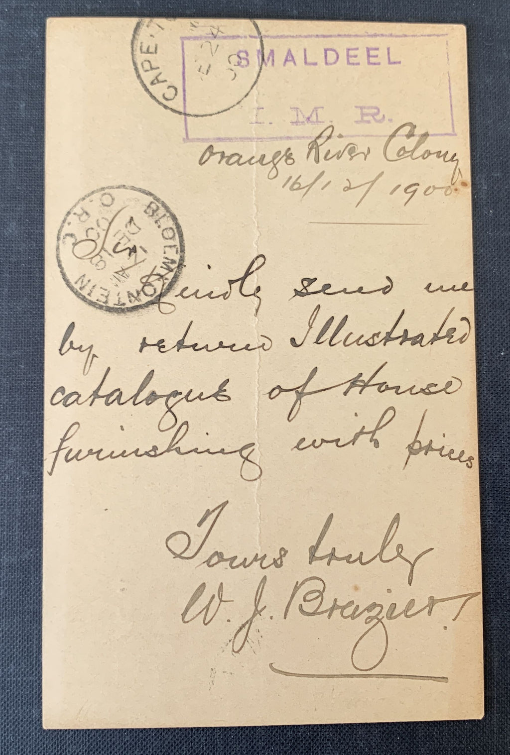 Britisch Oranje Vrij Staat VRI 1900 - gelaufene Ganzsache Postkarte 1/2 P. nach Kapstadt