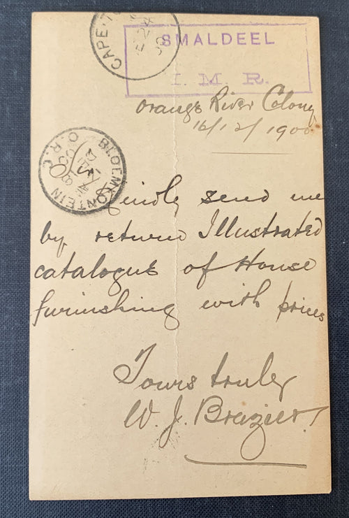 Britisch Oranje Vrij Staat VRI 1900 - gelaufene Ganzsache Postkarte 1/2 P. nach Kapstadt