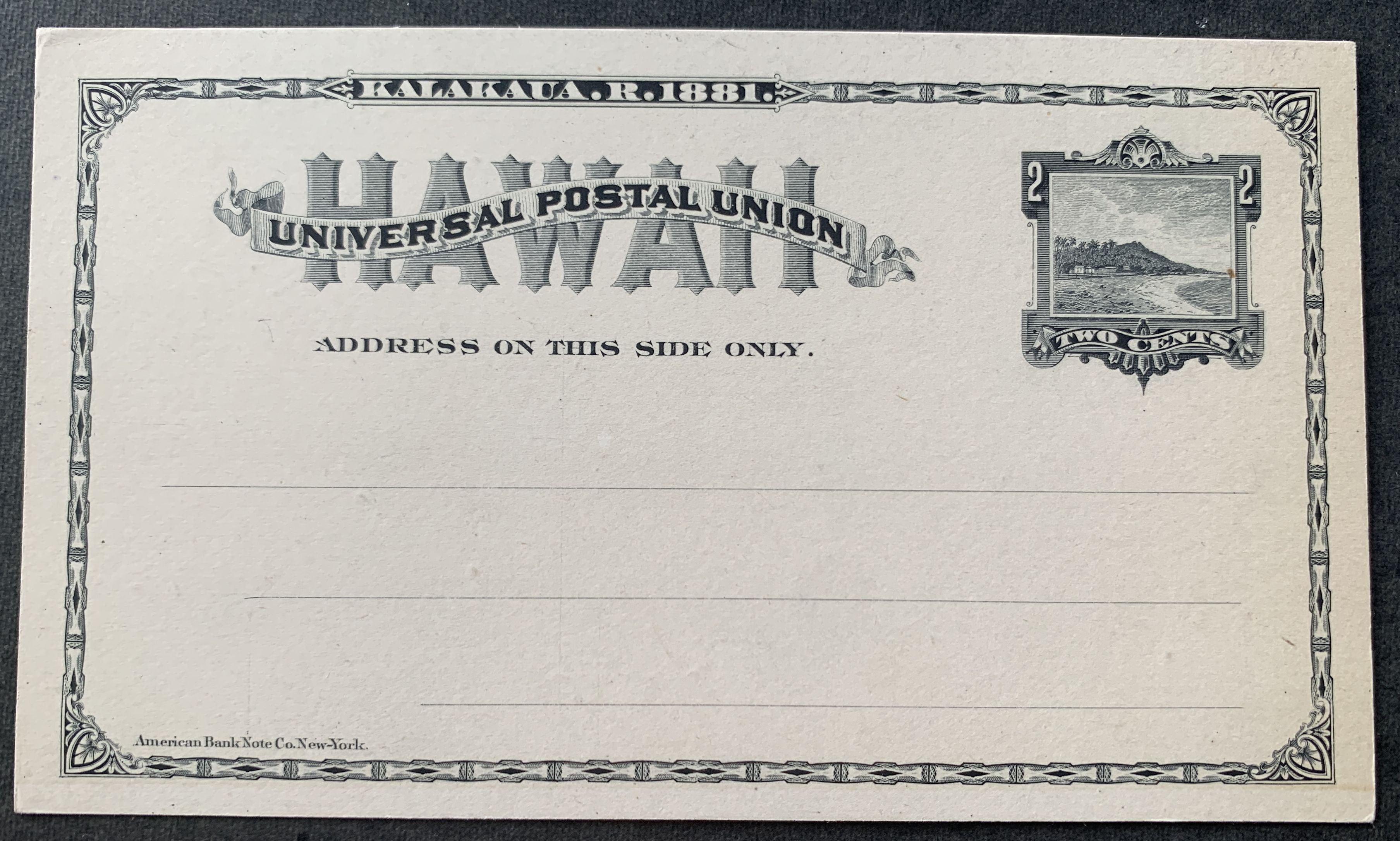 Hawaii Ganzsache 1881 2 Cents schwarz - ungenutzt