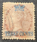 Malaiische Staaten / Straits Settlements 1867 - Krone und 3 C auf 1 A tiefbraun, SG 3