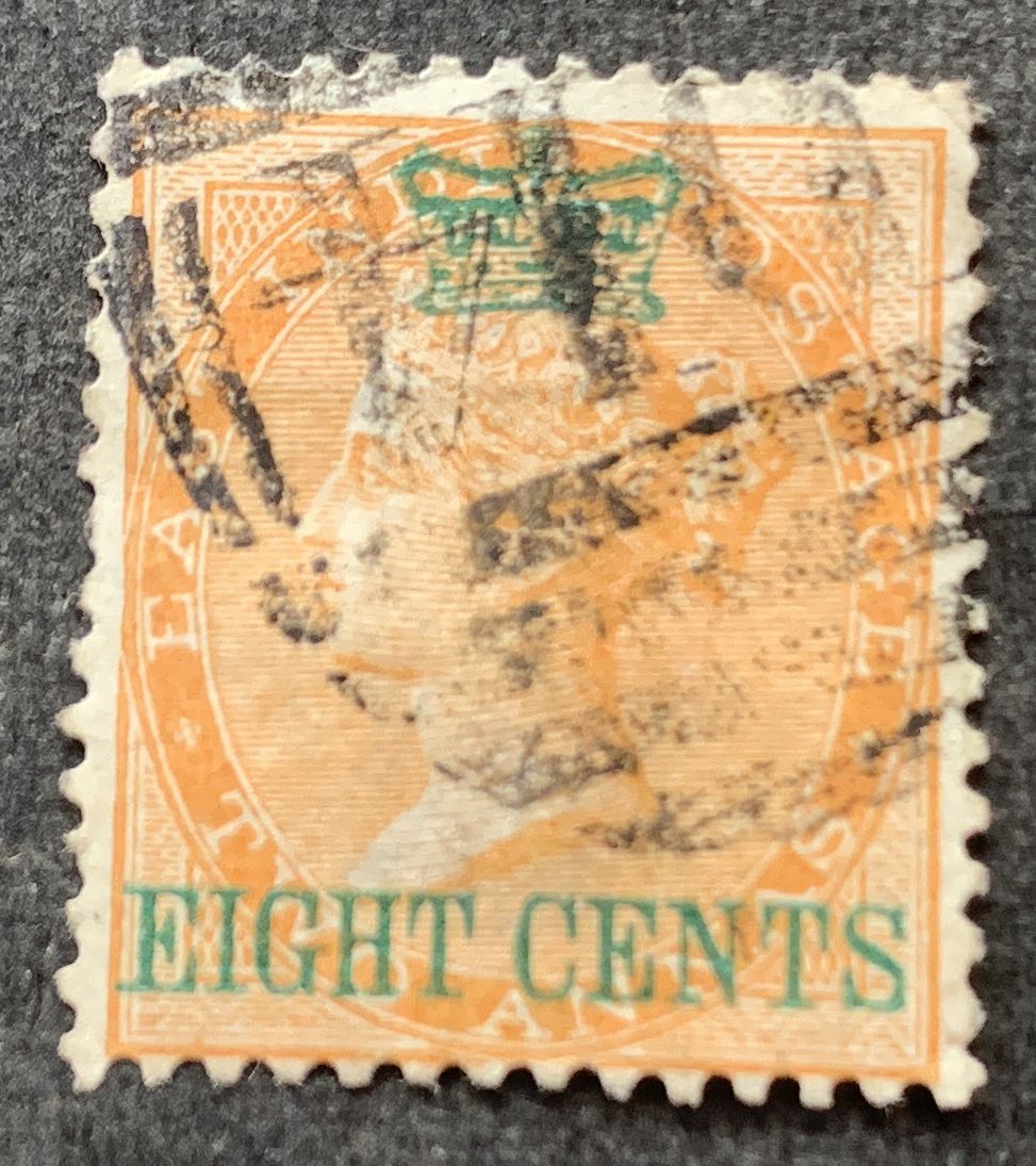 Malaiische Staaten / Straits Settlements 1867 - Krone und 8 C auf 2 Anna