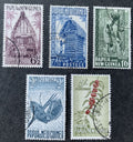 Papua Neuguinea 1952-1958 - 5 gelaufene Briefmarken - Michel Nummer 10, 12, 16, 18, 21