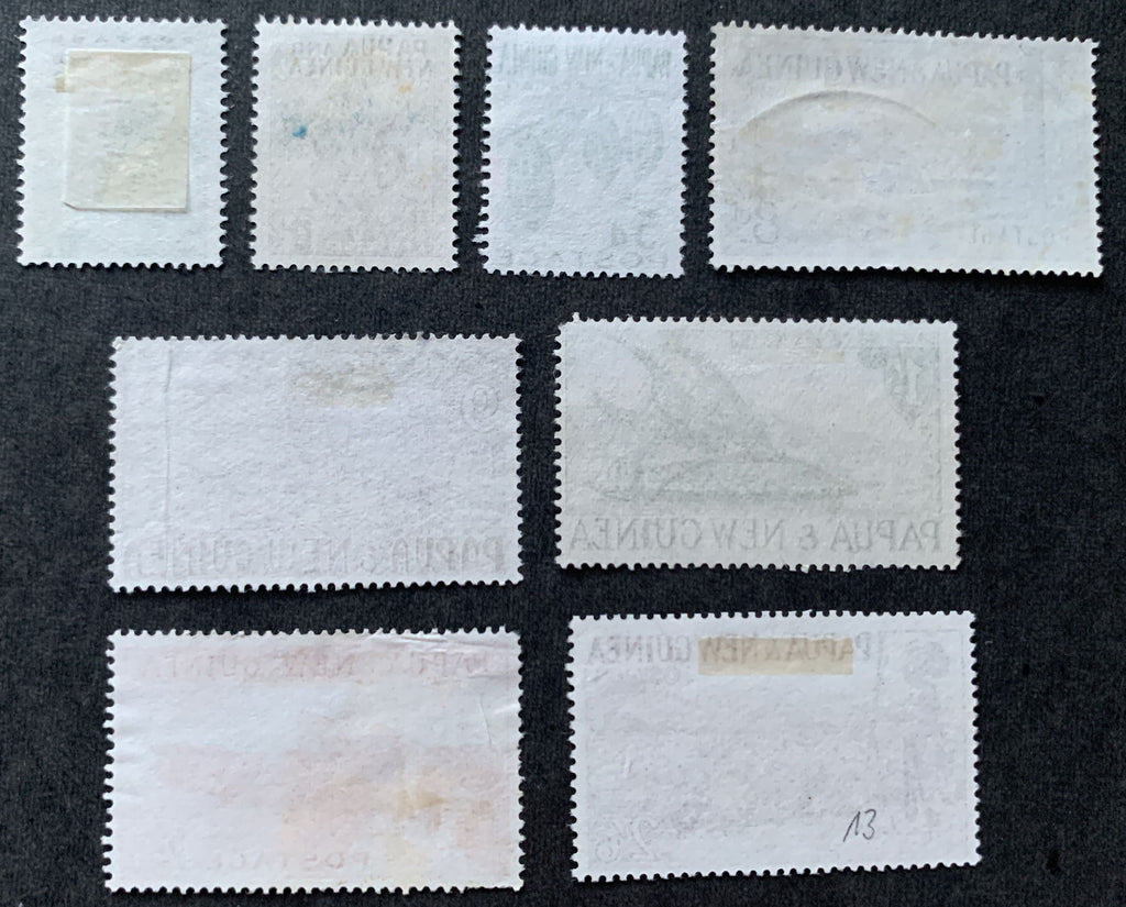 Papua Neuguinea 1952-1960 - 10 gelaufene Briefmarken - Michel Nummer 1, 2, 9, 13, 14, 15, 19, 20