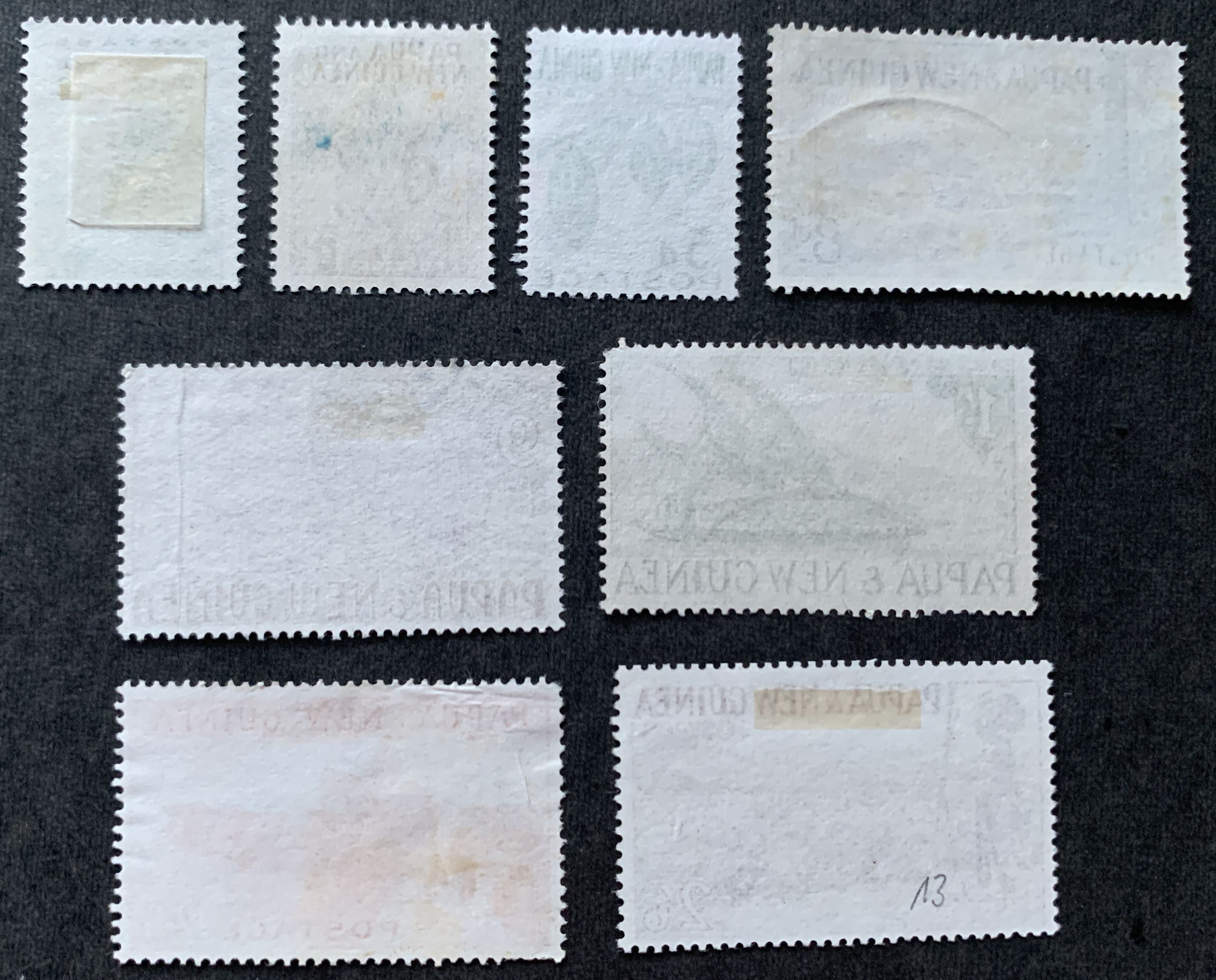 Papua Neuguinea 1952-1960 - 10 gelaufene Briefmarken - Michel Nummer 1, 2, 9, 13, 14, 15, 19, 20