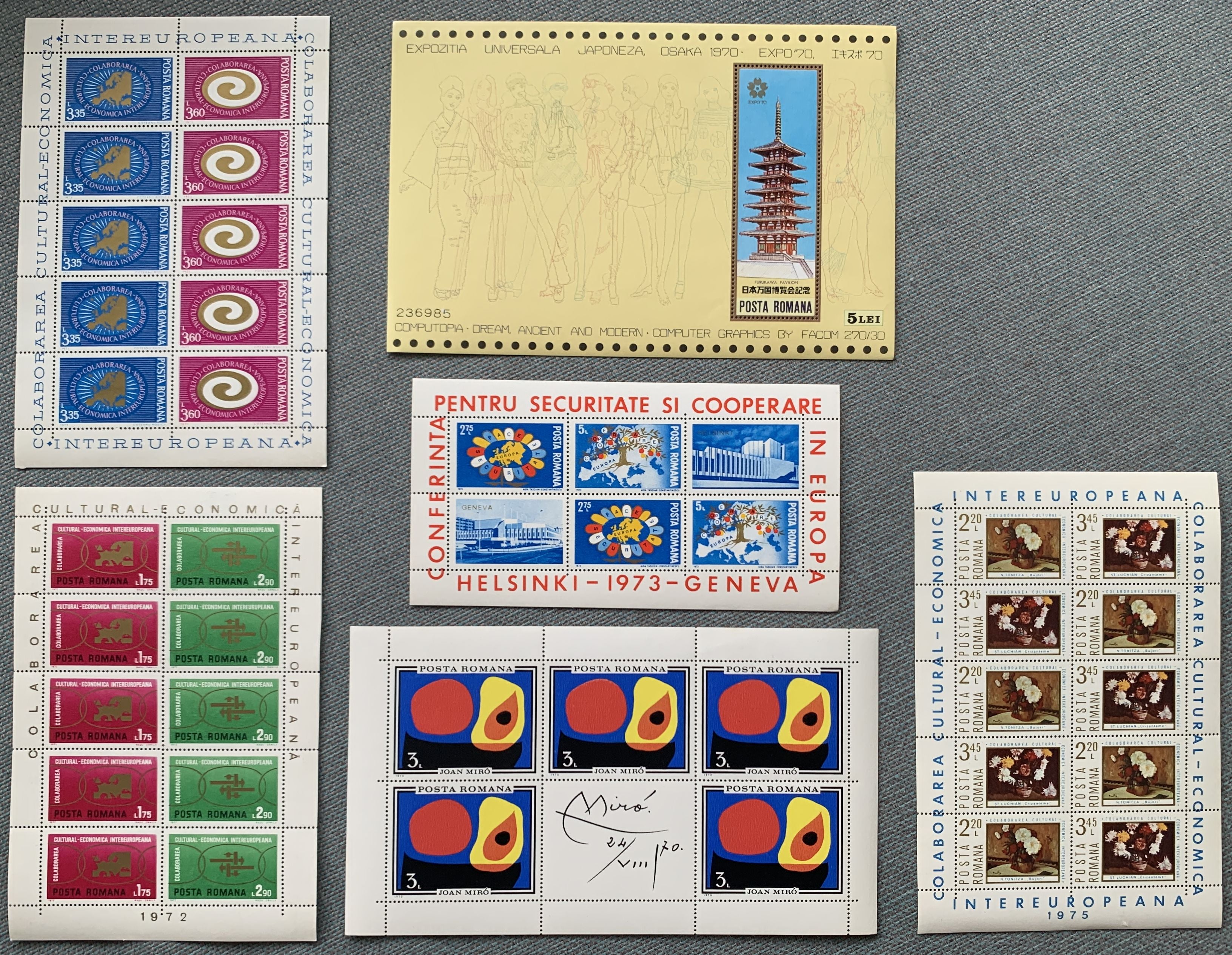 Rumänien 1970-1975 - 6 postfrische Blöcke