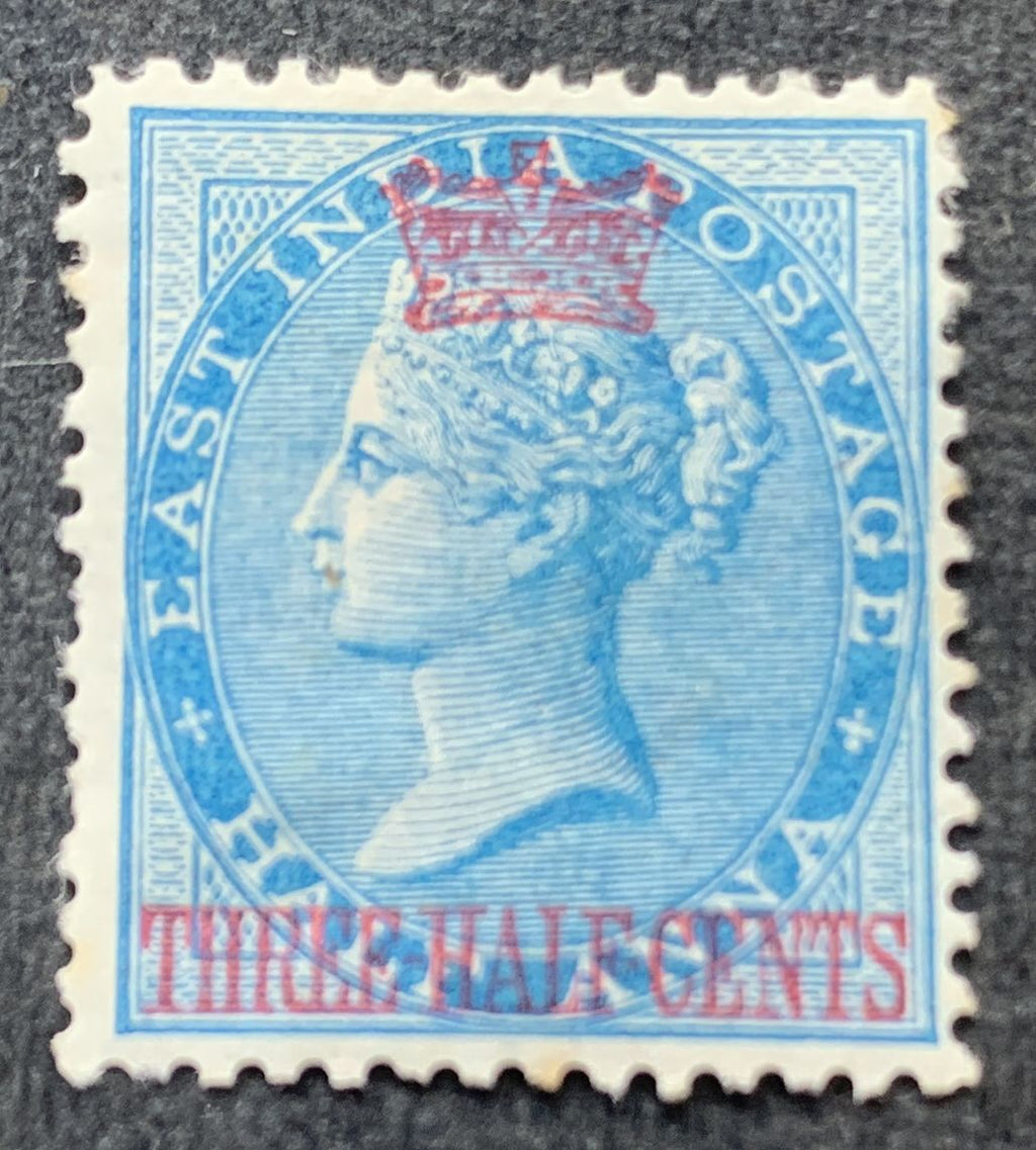 Straits Settlements 1867 - 1½ C auf ½ C Blau - Ungestempelt mit Gummi und Falzresten - SG 1